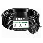 Blackcow 25 ft outdoor extension cord, waterproof for rain and snow use.