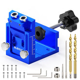 BLEKOO Pocket Hole Jig Kit demonstrates 15-degree angled holes for hidden joint strength