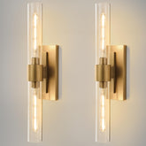 BlesULuk Champagne Brass Wall Sconce set of 2 with vertical or horizontal mounting for bathrooms