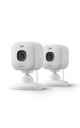 Blink Mini 2K+ front view shows dual cameras and quick plug-in setup.