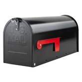 BlissBoard black metal mailbox lid open shows secure weatherproof storage.
