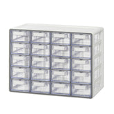 Blue Ginkgo small 20-drawer cabinet front view showing transparent drawers and label-ready fronts.