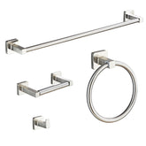 Bluebyrne brushed nickel bathroom hardware set main image showing a cohesive four piece collection.