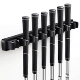 Blueweenly wooden golf club holder wall mount with 8 clips keeps clubs neatly displayed and accessible.