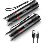 Blukar LED flashlight 2-pack front view, compact daily illumination.