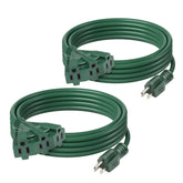 BN-LINK 2-pack 15ft outdoor extension cord with three outlets for powering multiple devices.