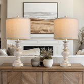 BOBOMOMO 20-inch lamp base with hand-painted rustic finish and antique gold details