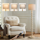 Bobomomo 62-inch rustic floor lamp with remote control for easy living room lighting