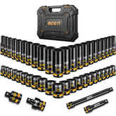 The boen 3/8 drive impact socket set in a sturdy case for versatile repairs and quick access.