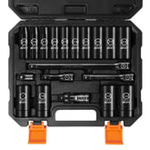 Boen 19-piece deep socket set with impact drive for heavy-duty vehicle maintenance