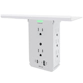 BoltGY surge protector wall outlet showing eight sockets and USB ports for clutter-free charging.