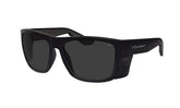 BOMBER safety glasses with smoke lens and matte black frame for everyday protection.