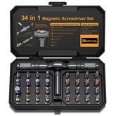 Bomivoi 34-in-1 screwdriver ergonomic-handle close-up for precise grip in tight spaces.