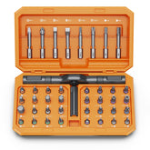 Bomivoi 42-in-1 screwdriver set with detachable ratchet handle for tight spaces.