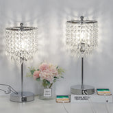 Boncoo crystal table lamp set of 2 with leaf crystal pendant for ambient lighting