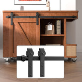 BONIKLUBA 4FT mini barn door track kit side view for compact spaces