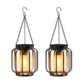 BONLION solar hanging lantern outdoor branch casts warm glow for evenings.