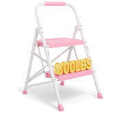 BONTEC 2-Step Ladder pink handrail ensures a secure indoor climb.