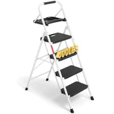 BONTEC 4-step ladder with steel frame for stable indoor and outdoor reach