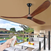BOOSANT 72-inch no-light ceiling fan with walnut blades on patio for cooling