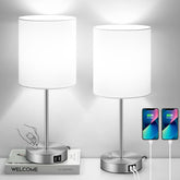 Bosceos set of 2 table lamps with USB ports and AC outlet for charging multiple devices.
