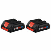 Bosch GBA18V40-2PK battery front view showing compact, lightweight design for long use