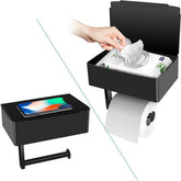 BOSOEI toilet paper holder with storage shelf keeps wet wipes accessible.