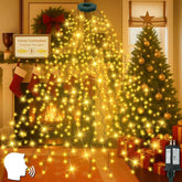 BOSSERN waterfall tree topper ring lights with voice control for festive ambiance