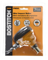 Bostitch PN50 rubber grip reduces vibration for comfortable, controlled nailing.