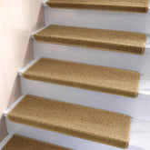 Brakki bullnose stair treads beige on wood stairs for added grip