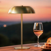 BRASSLISM gold cordless table lamp on nightstand offers warm wireless ambiance