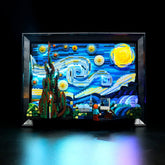 BrickBling LED lights for Starry Night kit illuminate the display with subtle glow.