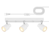 Bricosmocon plug-in track lighting with three heads for versatile ceiling illumination.