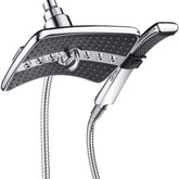 Bright Showers dual shower head with front switch for easy one-handed control.