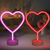 BRIGHTDECK pink heart neon sign glows softly on a romantic table decor
