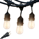 Brightech Ambience Pro 48ft outdoor lights overhead for cafe-style backyard ambience.