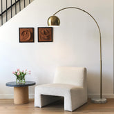 Brightech Olivia arc lamp with brass finish brightens living spaces