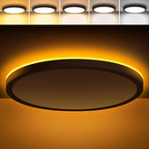 Brightever 12-inch LED flush-mount ceiling light in black for bright, even illumination.