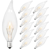 Brightever 12-pack vintage incandescent bulbs, front view, ideal for chandeliers with warm glow.