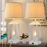 Brightever 28in farmhouse lamp set 2, front view for living room ambiance