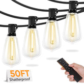 Brightever 50ft outdoor string lights with remote illuminate patios with easy control.