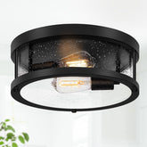 Brightever black flush mount with seeded glass casts a soft hallway glow