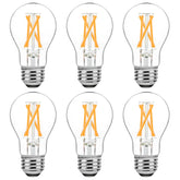 Brightever dimmable E26 LED bulb with vintage clear filament for warm ambience.