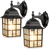 Brightever dusk-to-dawn lantern with waterfall glass for energy-efficient porch lighting.
