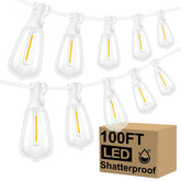 Brightever outdoor string lights illuminate large patios with a warm, inviting 100ft glow.