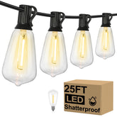 Brightever outdoor string lights 25ft create warm, inviting patio ambiance.