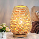 Brightever rattan table lamp side light with bamboo weave for cozy ambiance.