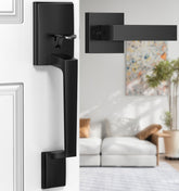 Brightify black front door handle with matte finish adds curb appeal and durability.