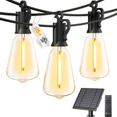 Brightown 175ft solar string lights over patio for warm outdoor dinners.