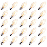 Brightown 25-pack clear Christmas bulbs with E12 base, ideal for string light installations.